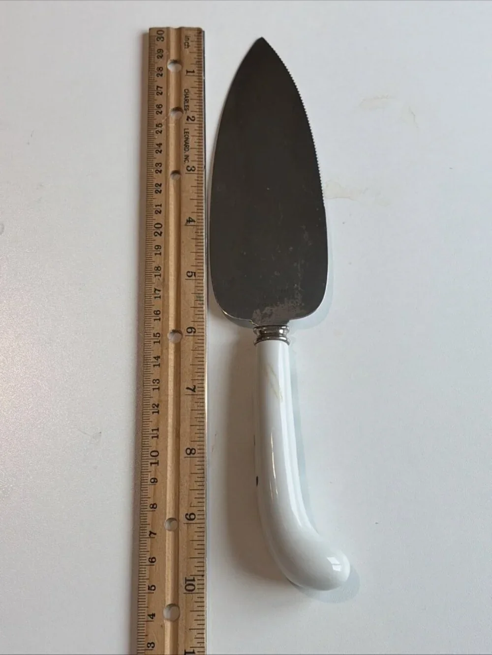 Prill Sheffield Cake Pie Server Porcelain Handle Holly Berries Stainless Steel